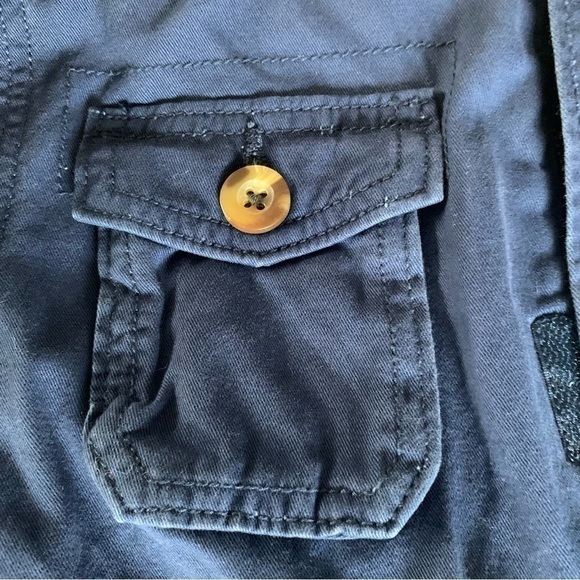 CRAZY 8 Girls Utility Cargo Jacket Below Hip Zip Up Velcro Sz S 5/6 Navy Blue - Picture 8 of 15